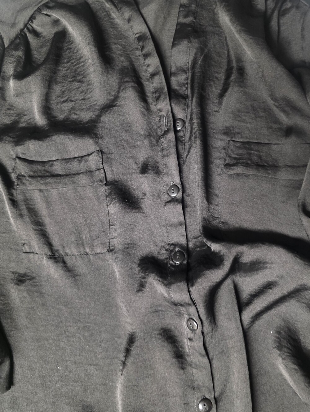 Encoded Black Button-Front Blouse - Picture 11 of 12